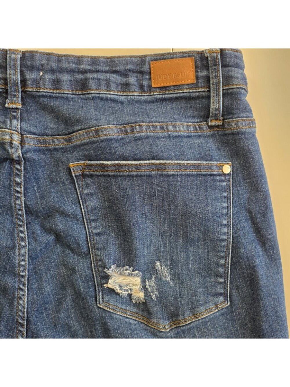 Judy Blue Skinny Jeans 20W Dark Blue Destroyed Distressed Cuffed Stretch JB8822 - Picture 15 of 16